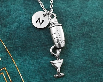 Cocktail Shaker Necklace Cocktail Necklace 21st Birthday Gift Bartender Jewelry Charm Necklace Alcohol Jewelry Personalized Martini Necklace