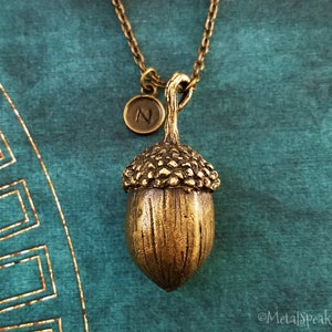 Acorn Necklace Pendant Necklace Acorn Charm Necklace Bronze Necklace Bridesmaid Necklace Fall Jewelry Autumn Jewelry Personalized Initial