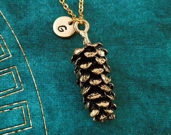 Pinecone Necklace Pine Cone Necklace Pinecone Jewelry Pinecone Charm Necklace Pendant Necklace Personalized Necklace Initial Necklace Gift