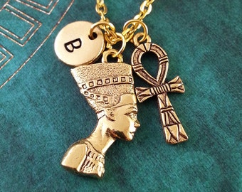 Ankh Necklace SMALL Nefertiti Necklace Personalized Jewelry Egyptian Jewelry Egyptian Necklace Nefertiti Charm Necklace Pendant Necklace