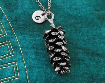 Pinecone Necklace Pine Cone Necklace Pinecone Jewelry Pinecone Charm Necklace Pendant Necklace Personalized Necklace Initial Necklace Gift