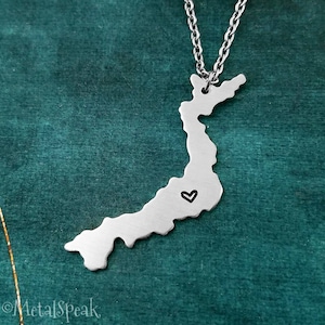 Japan Halskette personalisierte Halskette Fern Beziehung Paare Schmuck Herz Karte Halskette Reise Schmuck Japan Geschenk individuelle Halskette