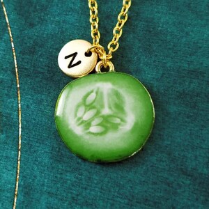 Pickle Necklace Pickle Jewelry Cucumber Slice Necklace Vegetable Charm Necklace Pendant Necklace Initial Necklace Personalized Jewelry Gift