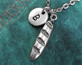 Baguette Necklace Bread Loaf of Bread Necklace Baguette Pendant Necklace Bread Charm Necklace Personalized Initial Necklace French Gift
