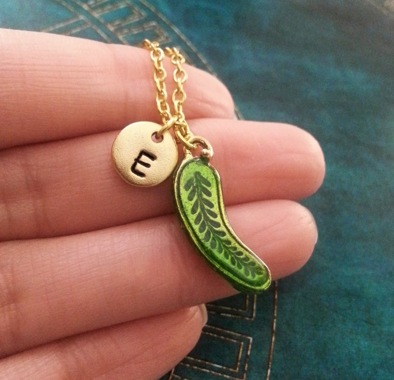 Pickle Necklace VERY SMALL Pickle Jewelry Green Pickle Charm Etsy UK