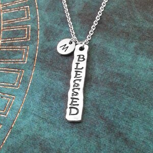 Blessed Necklace Stamped Jewelry Blessed Jewelry Tag Necklace Blessed Pendant Necklace Christian Charm Necklace Religious Jewelry Spiritual