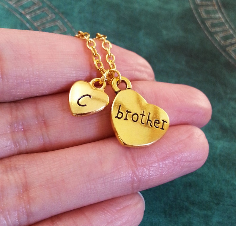 Brother Necklace SMALL Brother Jewelry Gold Brother Charm Etsy