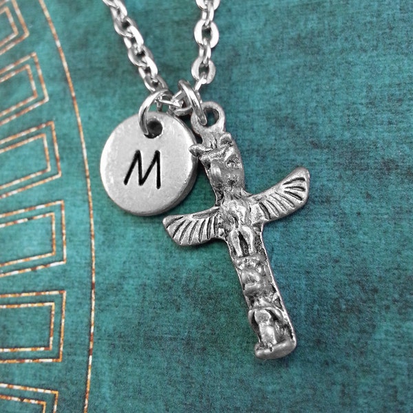 Personalized Indian Totem Necklace, Totem Pendant, Custom Necklace, Spirit Totem Necklace, Monogram Necklace, Native American Charm Necklace