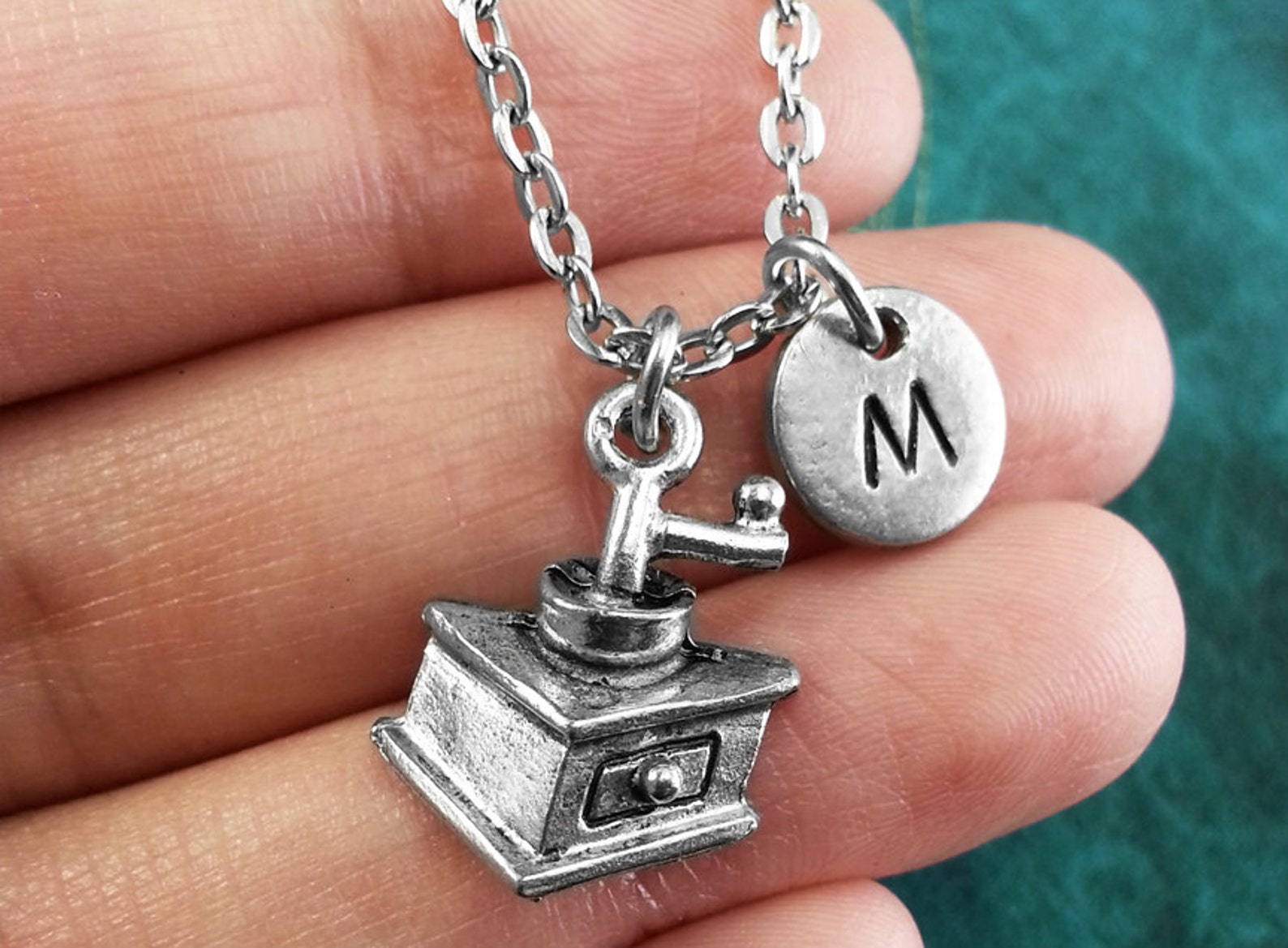 Coffee Grinder Necklace Personalized Necklace Custom Etsy