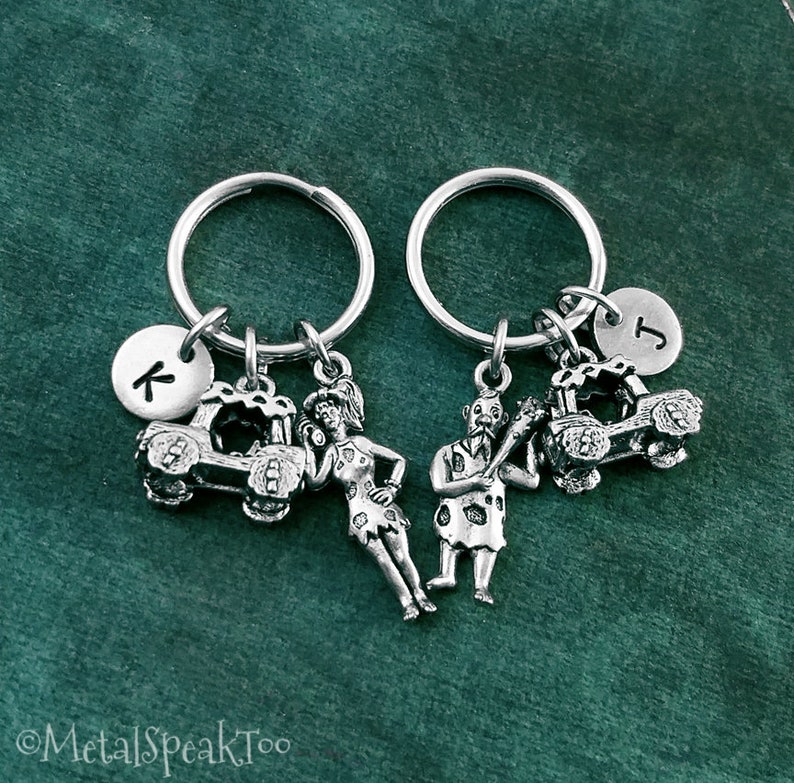 Cavewoman Necklace SET of 2 Charm Necklaces Cave Woman Necklace Caveman Necklace Couples Jewelry Couples Necklace Wife Necklace Car Pendant