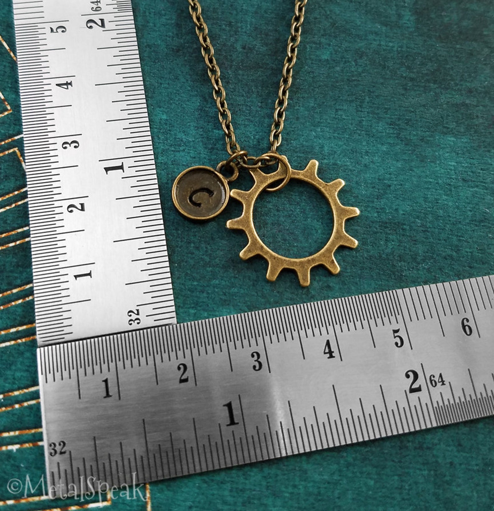 Gear Necklace Bronze Gear Charm Necklace Gear Jewelry Brass Etsy