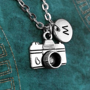 Camera Necklace, Personalized Necklace, Camera Pendant, Custom Photography Gift, Monogram Necklace, Camera Charm Necklace, Photographer Gift