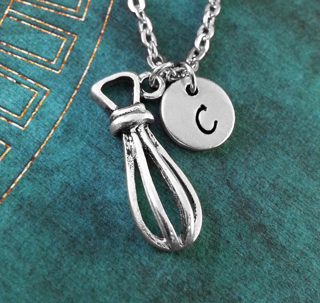 Silver Whisk Necklace, Personalized Necklace, Whisk Pendant, Baker Gift