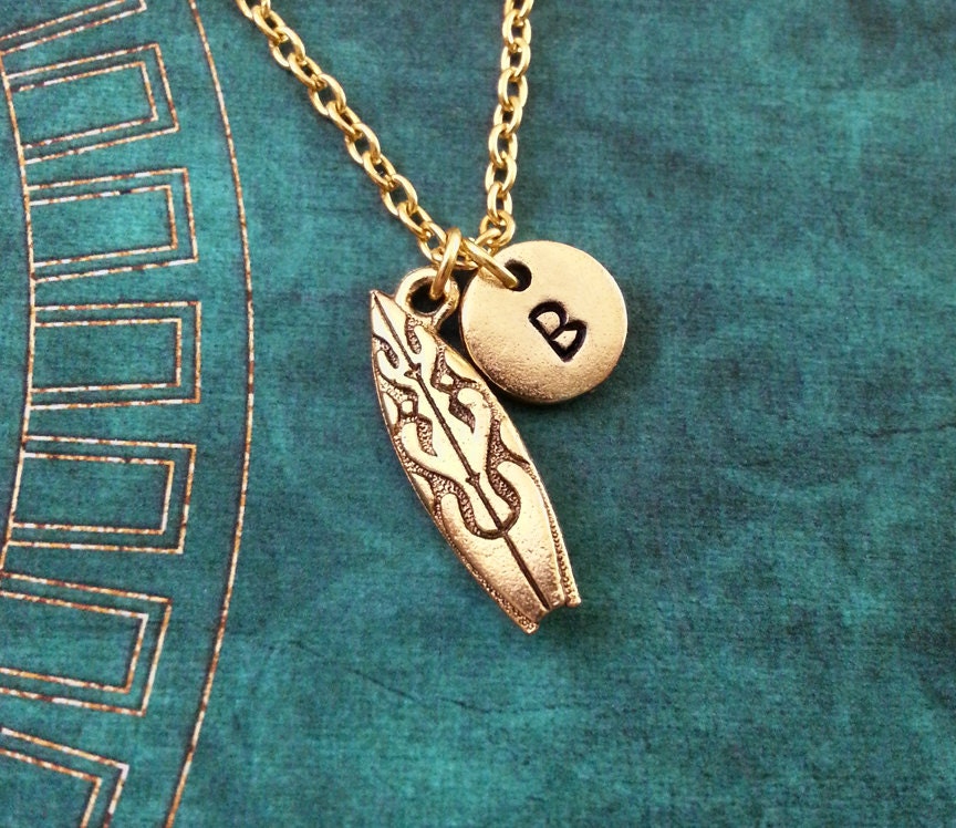 Surfboard Necklace SMALL Gold Surfboard Jewelry Personalized Etsy