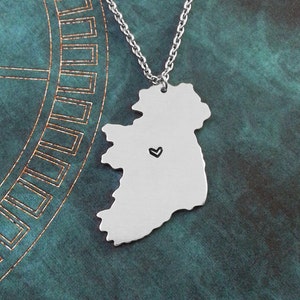 Ireland Necklace Ireland Jewelry Ireland Pendant Charm Country Necklace Irish Gift Long Distance Relationship Personalized Heart Necklace