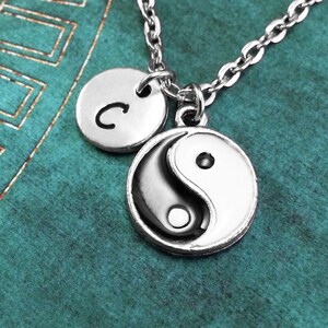Yin Yang Necklace, Personalized Necklace, Yin Yang Pendant, Custom Necklace, Enamel Necklace, Monogram Necklace Yin Yang Charm Necklace
