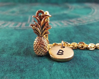 Pineapple Necklace VERY SMALL Gold Pineapple Jewelry Hospitality Gift Welcoming Gift Fruit Necklace Pineapple Charm Initial Pendant Necklace