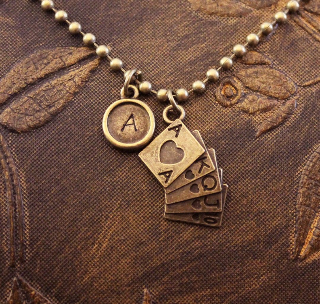 Personalized Deck of Cards Necklace Initial Necklace Etsy