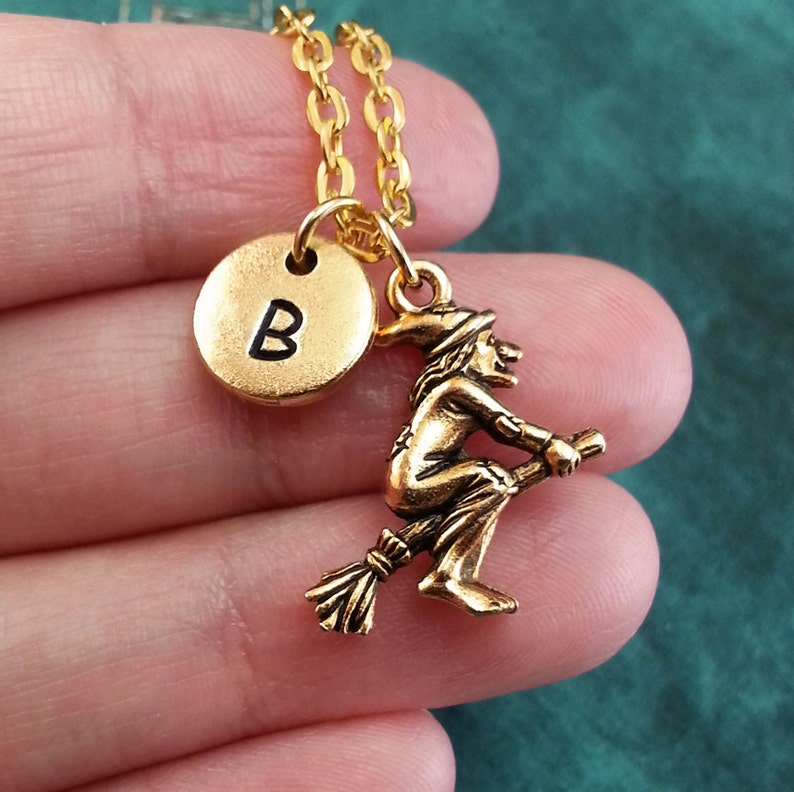 Witch Necklace, Gold Witch Charm, Personalized Necklace Pendant ...