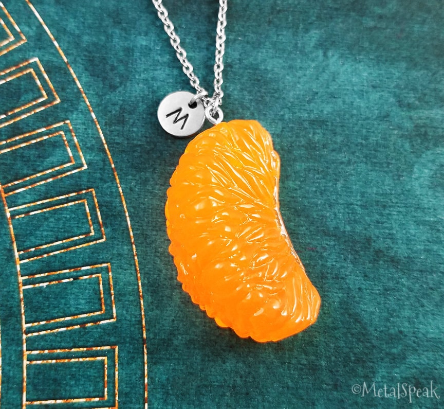 Orange Necklace Mandarin Orange Slice Necklace Clementine Necklace