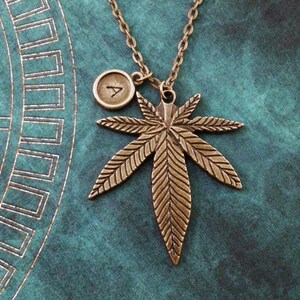 Pot Leaf Necklace LARGE Marijuana Necklace Personalized Necklace Hemp Leaf Necklace Brass Pot Jewelry Weed Necklace Boyfriend Necklace
