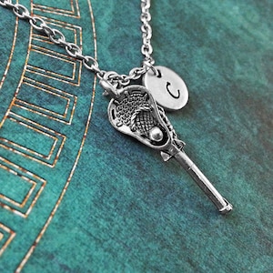 Lacrosse Necklace Lacrosse Jewelry Personalized Jewelry Silver Crosse Pendant Lacrosse Stick Necklace Lacrosse Team Gift Lacrosse Gift