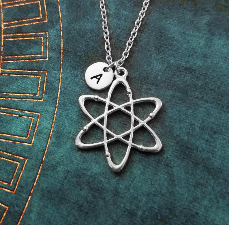 Atom Necklace Atom Jewelry Chemistry Jewelry Charm Necklace Etsy