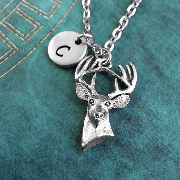 Deer Necklace, Deer Jewelry, Personalized Necklace, Hunting Gift, Animal Jewelry, Deer Charm Necklace Stag Necklace Hunter Gift Deer Pendant