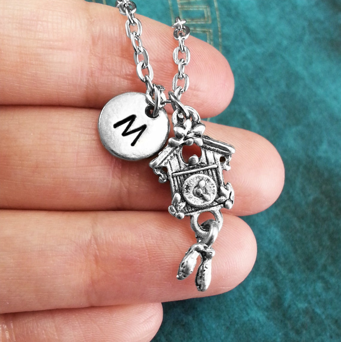Cuckoo Clock Necklace Personalized Necklace Clock Pendant Etsy