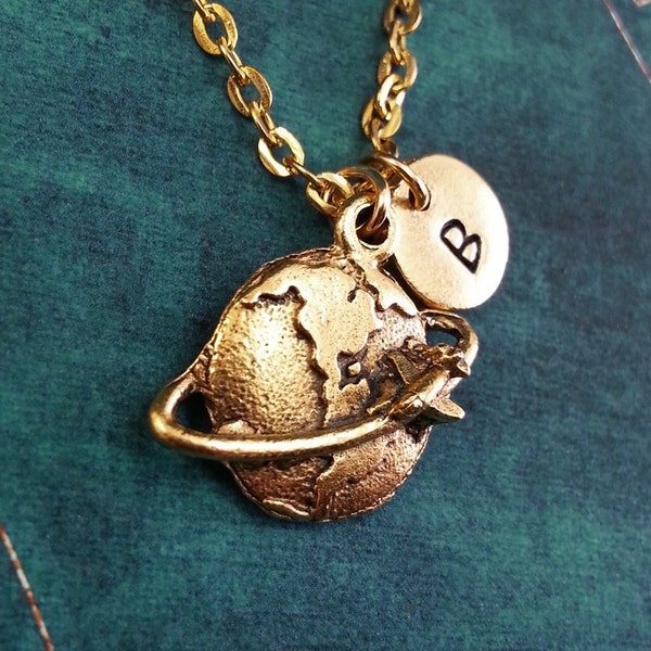 Globe Necklace World Necklace Travel Necklace Earth Necklace Personalized Necklace Travel Pendant Necklace Long Distance Relationship Gift