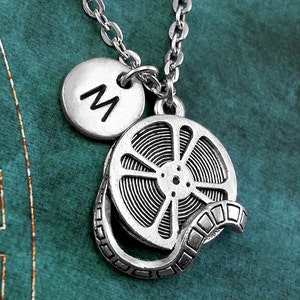 Movie Reel Necklace, Initial Necklace, Film Reel Necklace, Director Necklace, Film Necklace, Monogram Necklace, Charm Necklace, Movie Lover