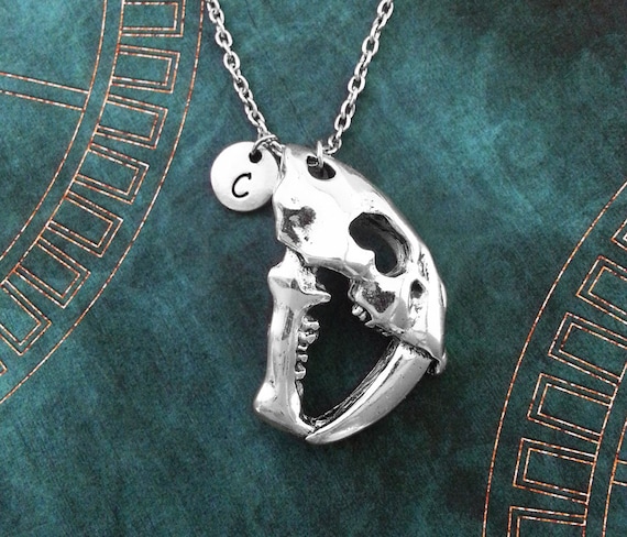 Unique Gothic 925 Sterling Silver Saber Tooth Tiger Skull Pendant 20