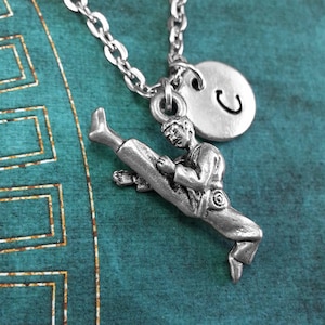 Karate Necklace, Personalized Necklace, Martial Arts Gift, Custom Necklace, Blackbelt Gift, Monogram Necklace, Karate Kick Charm Necklace