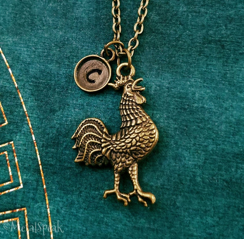 Rooster Necklace Rooster Jewelry Rooster Charm Necklace Farm Etsy