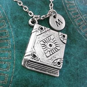 Book Necklace, Personalized Necklace, Book Pendant, Custom Necklace, Spellbook Necklace, Monogram Necklace Book Charm Necklace Literary Gift