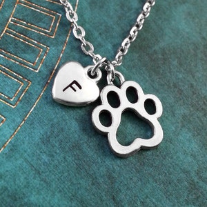 Paw Necklace, Personalized Necklace, Dog Paw Pendant, Custom Necklace, Pet Memorial Gift, Dog Charm Necklace, Silver Animal Jewelry Dog Gift