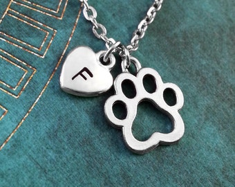 Paw Necklace, Personalized Necklace, Dog Paw Pendant, Custom Necklace, Pet Memorial Gift, Dog Charm Necklace, Silver Animal Jewelry Dog Gift
