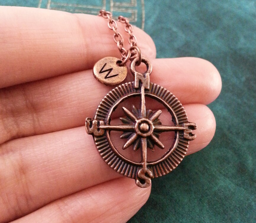 Compass Necklace Copper Compass Jewelry Personalized Jewelry Etsy