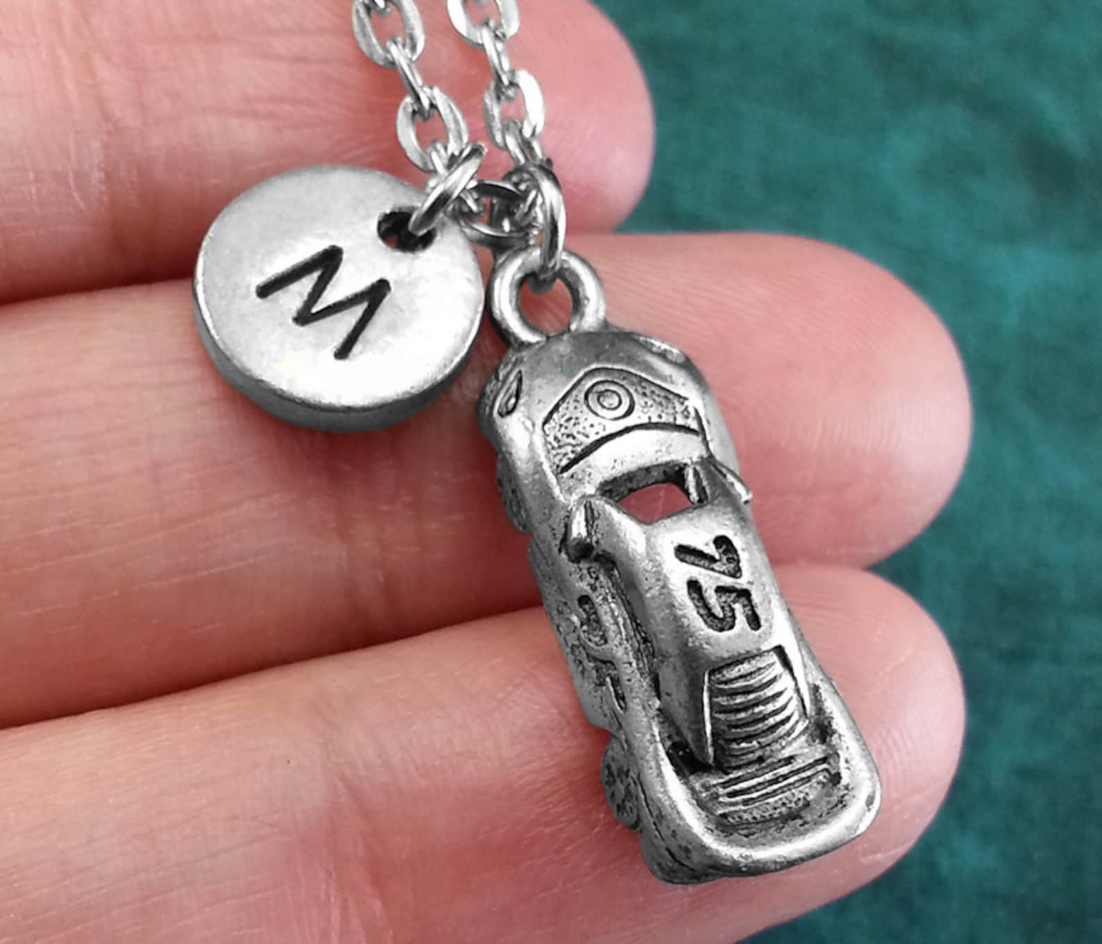Race Car Necklace Personalized Necklace Race Car Pendant Etsy