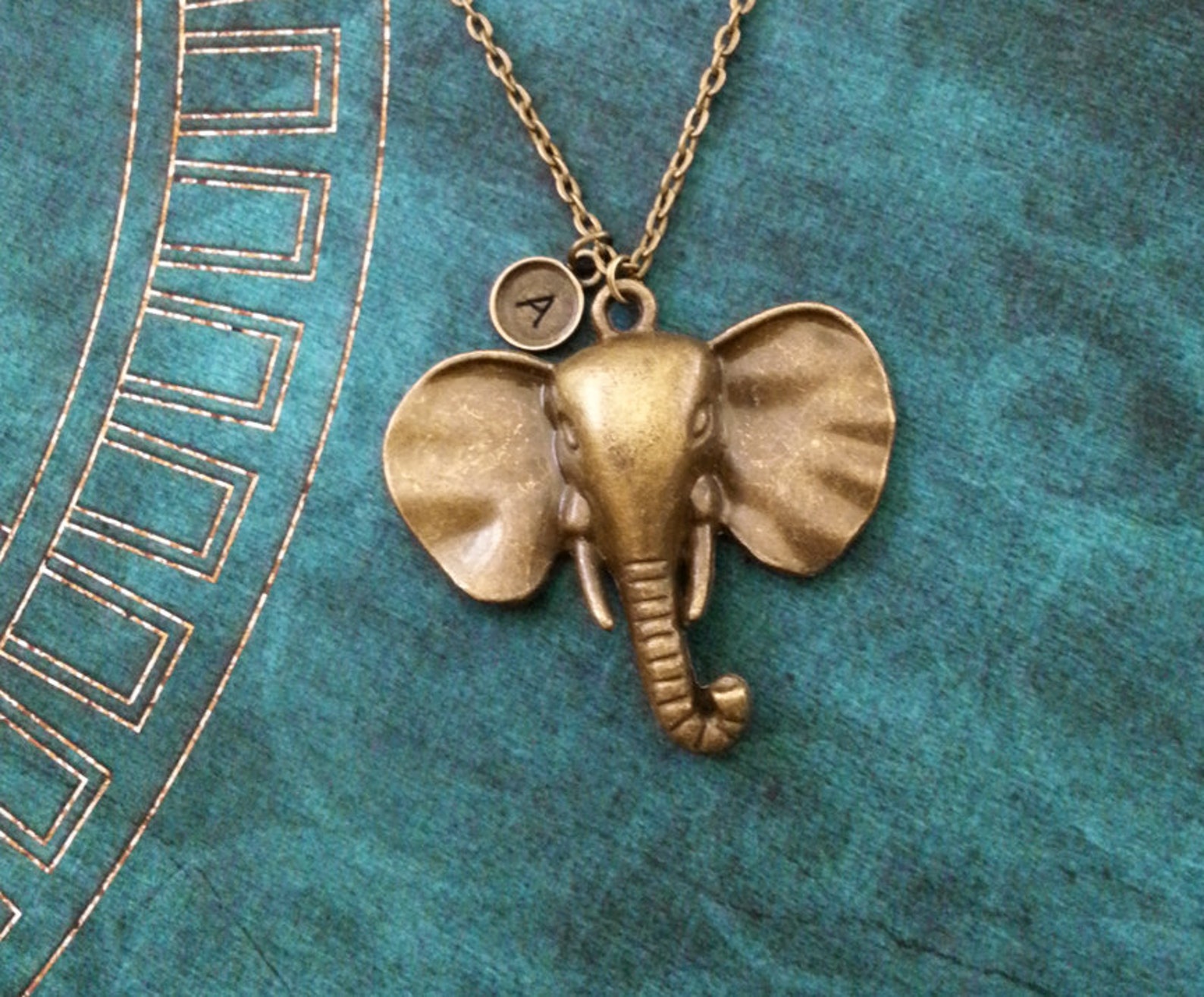 Elephant Necklace LARGE Personalized Jewelry Brass Elephant Etsy