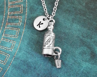 Vodka Necklace Shot Glass Necklace 21st Birthday Gift Bartender Jewelry Vodka Jewelry Vodka Bottle Vodka Charm Necklace Alcohol Jewelry