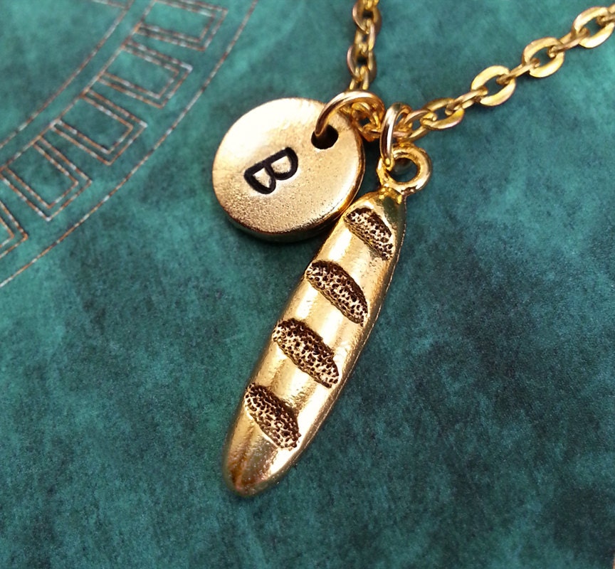 Baguette Necklace Gold French Bread Necklace Personalized Etsy