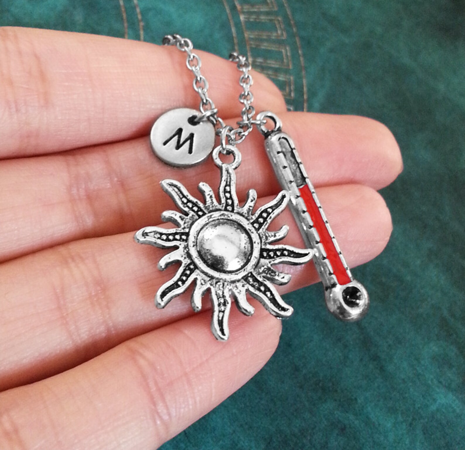 Sun Necklace Sun Jewelry Thermometer Necklace Summer Jewelry Etsy