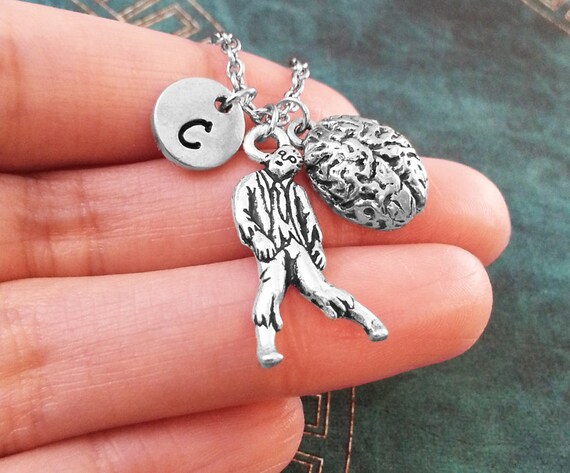 Zombie Necklace Zombie Jewelry Brain Necklace Brains Personalized