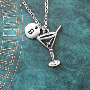 Martini Necklace SMALL Silver Martini and Olive Jewelry Alcohol Necklace Party Girl Gift Bachelorette Gift Drinking Gift 21st Birthday Gift