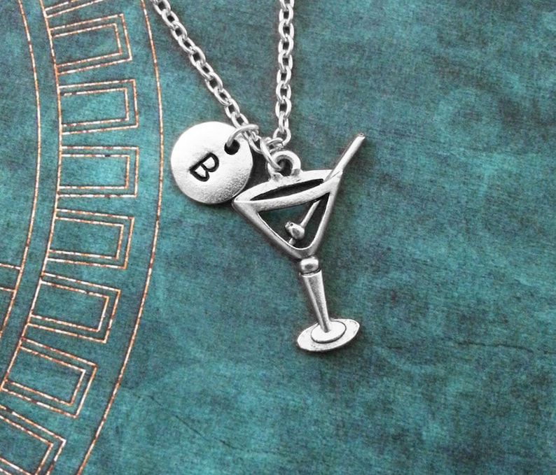 Martini Necklace SMALL Silver Martini and Olive Jewelry Etsy