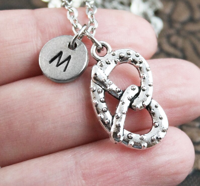 Pretzel Necklace Initial Necklace German Gift Cute Food Etsy