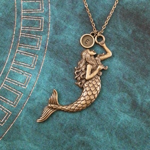 Mermaid Necklace VERY LARGE Mermaid Jewelry Personalized Jewelry Bronze Mermaid Gift Siren Necklace Brass Mermaid Pendant Fantasy Jewelry