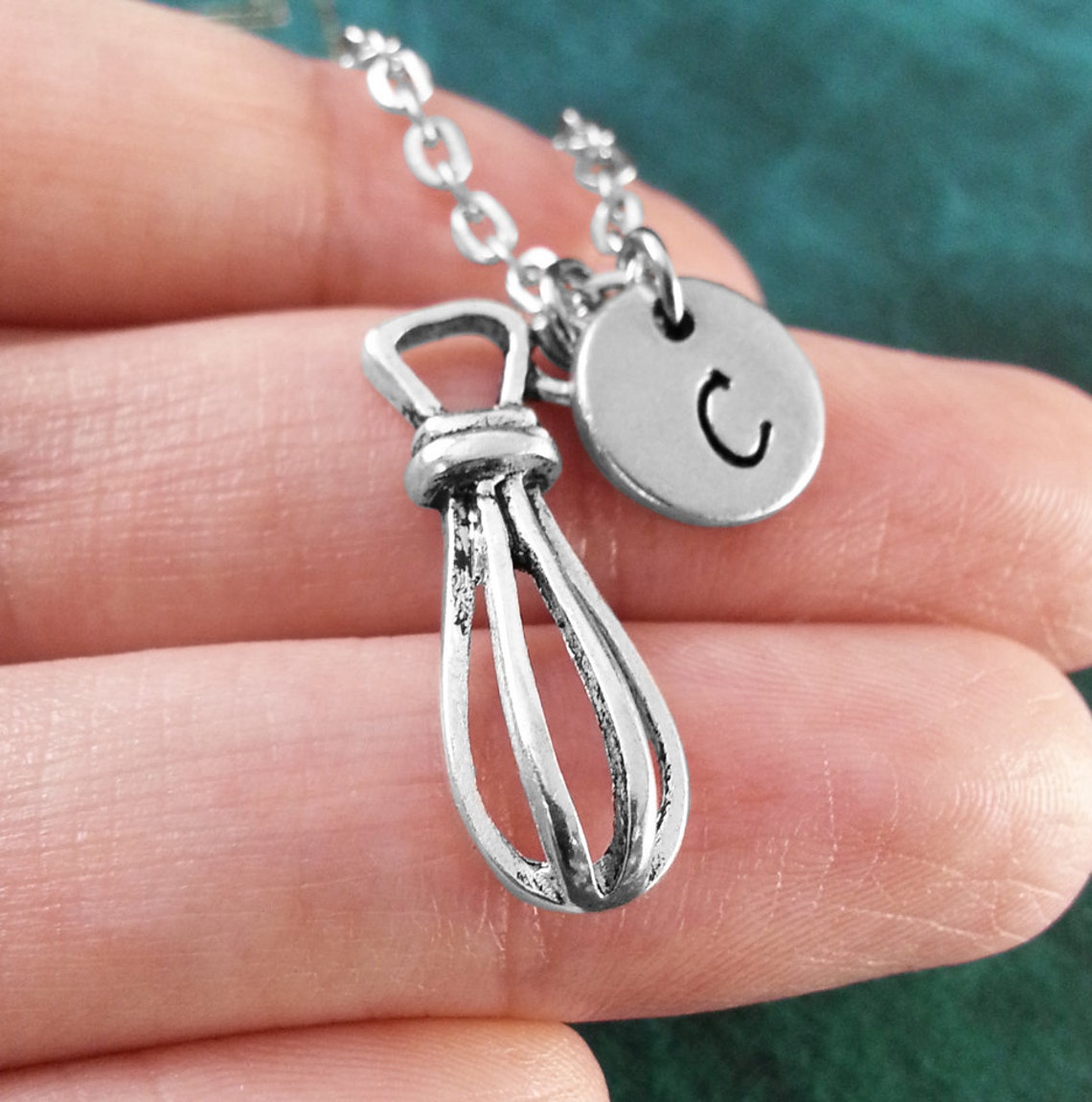 Silver Whisk Necklace Personalized Necklace Whisk Pendant Etsy