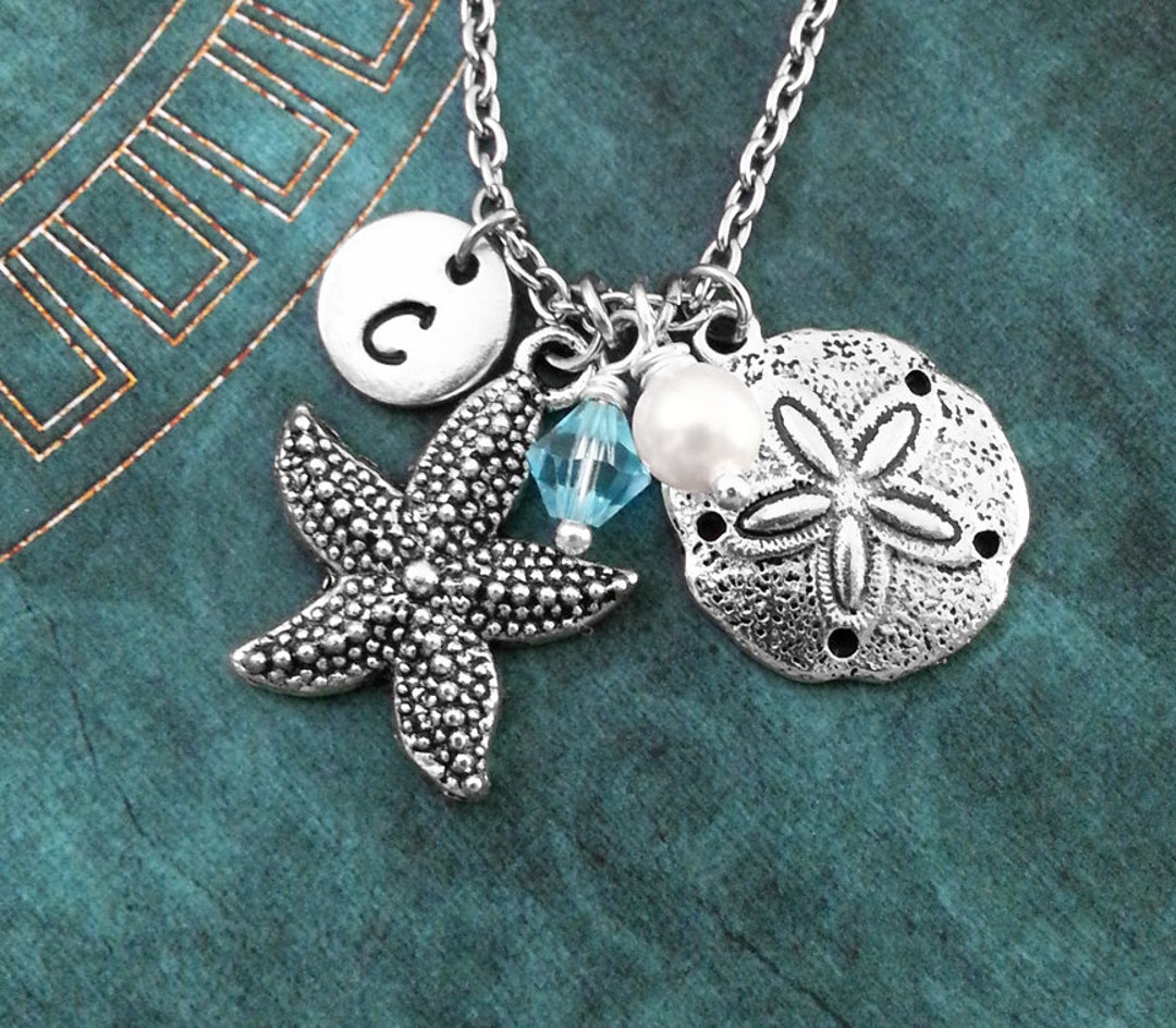 Starfish Necklace Silver Sand Dollar Necklace Starfish Jewelry Beach ...